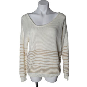 NWT Heartloom Pullover off the shoulder asymmetric sweater beige ivory sz Lg